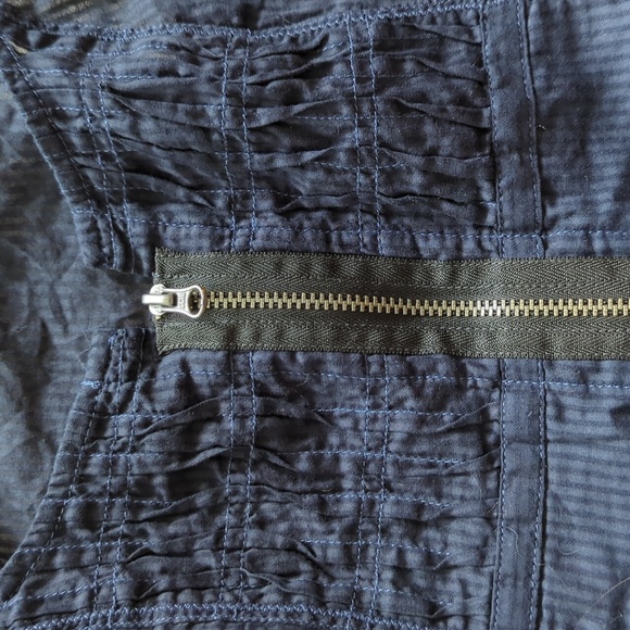 Free People Womens Tank Top Full Zip Blue Striped Cotton Sleeveless Shirt Size 6 - Picture 12 of 12